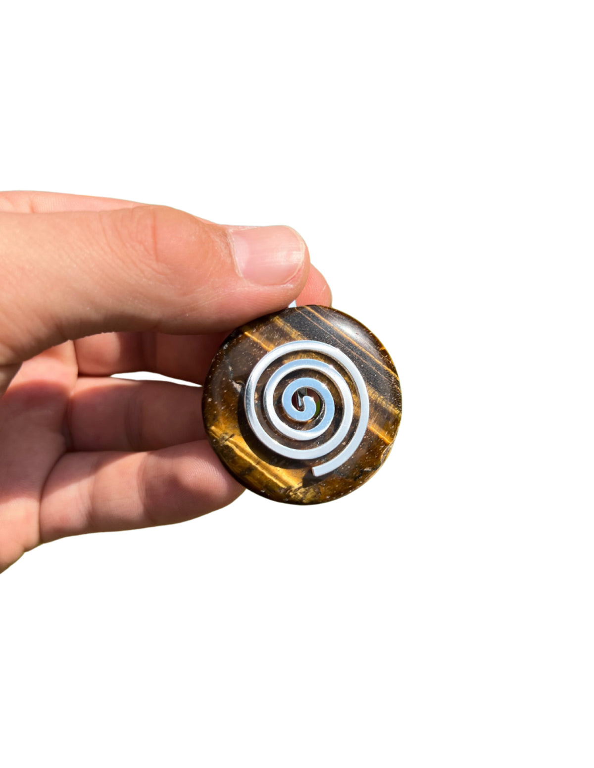 Tigeröga hänge, donut med livsspiral, 4 cm med hängare