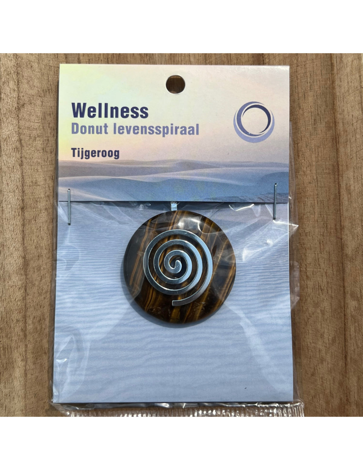 Tigeröga hänge, donut med livsspiral, 4 cm med hängare