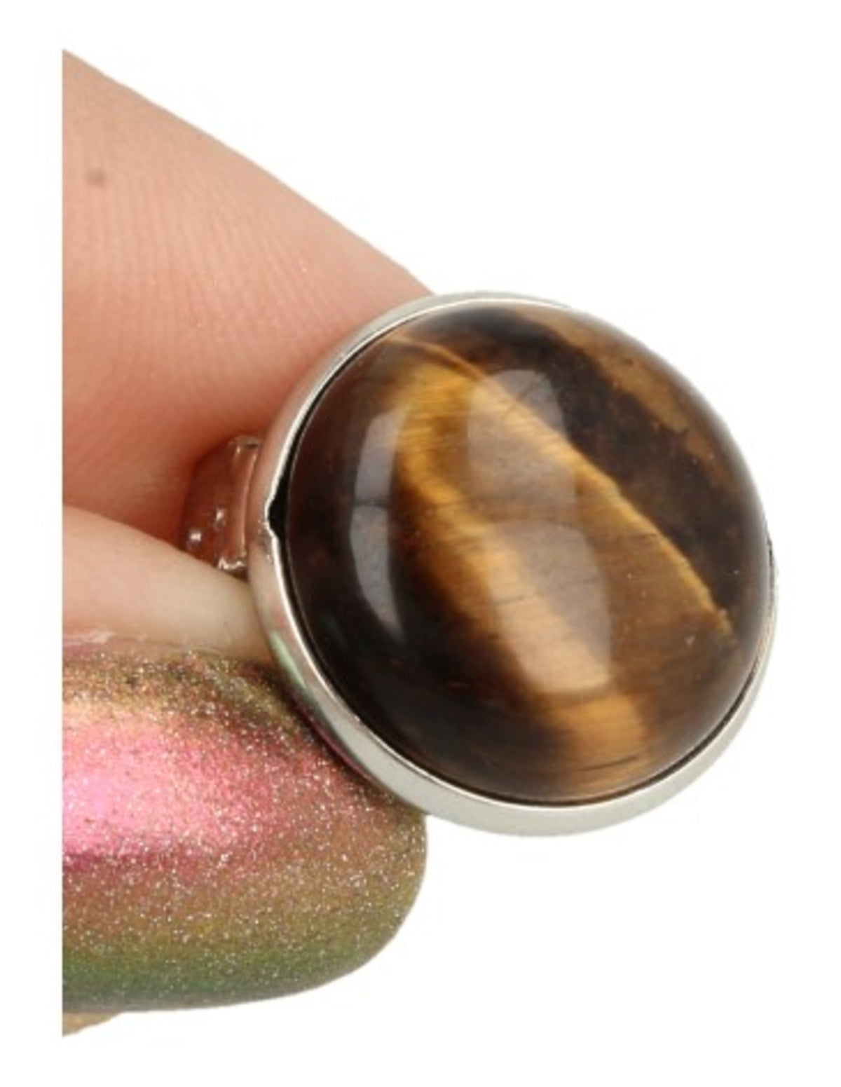 Tigeröga clipsörhängen, 18 mm, silverfärgade
