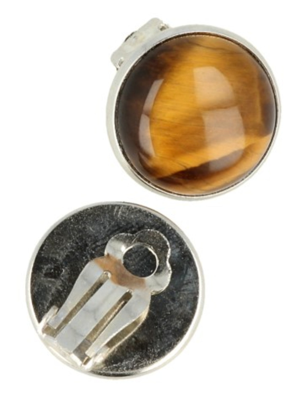Tigeröga clipsörhängen, 18 mm, silverfärgade