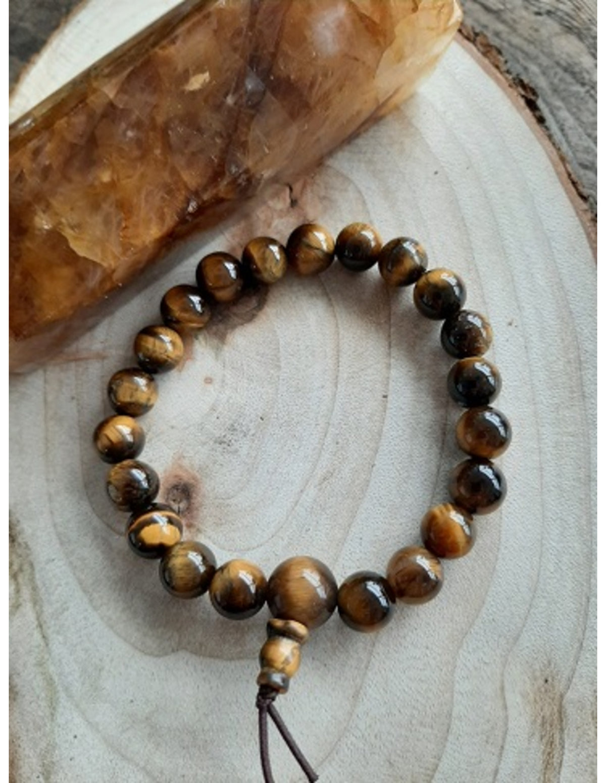 Tigeröga armband, powerbead, kulor 8 mm, 18 cm