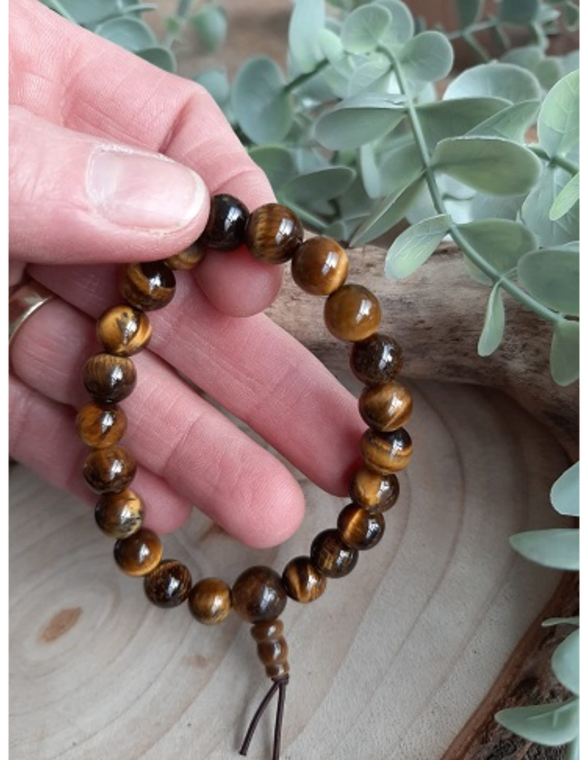 Tigeröga armband, powerbead, kulor 8 mm, 18 cm
