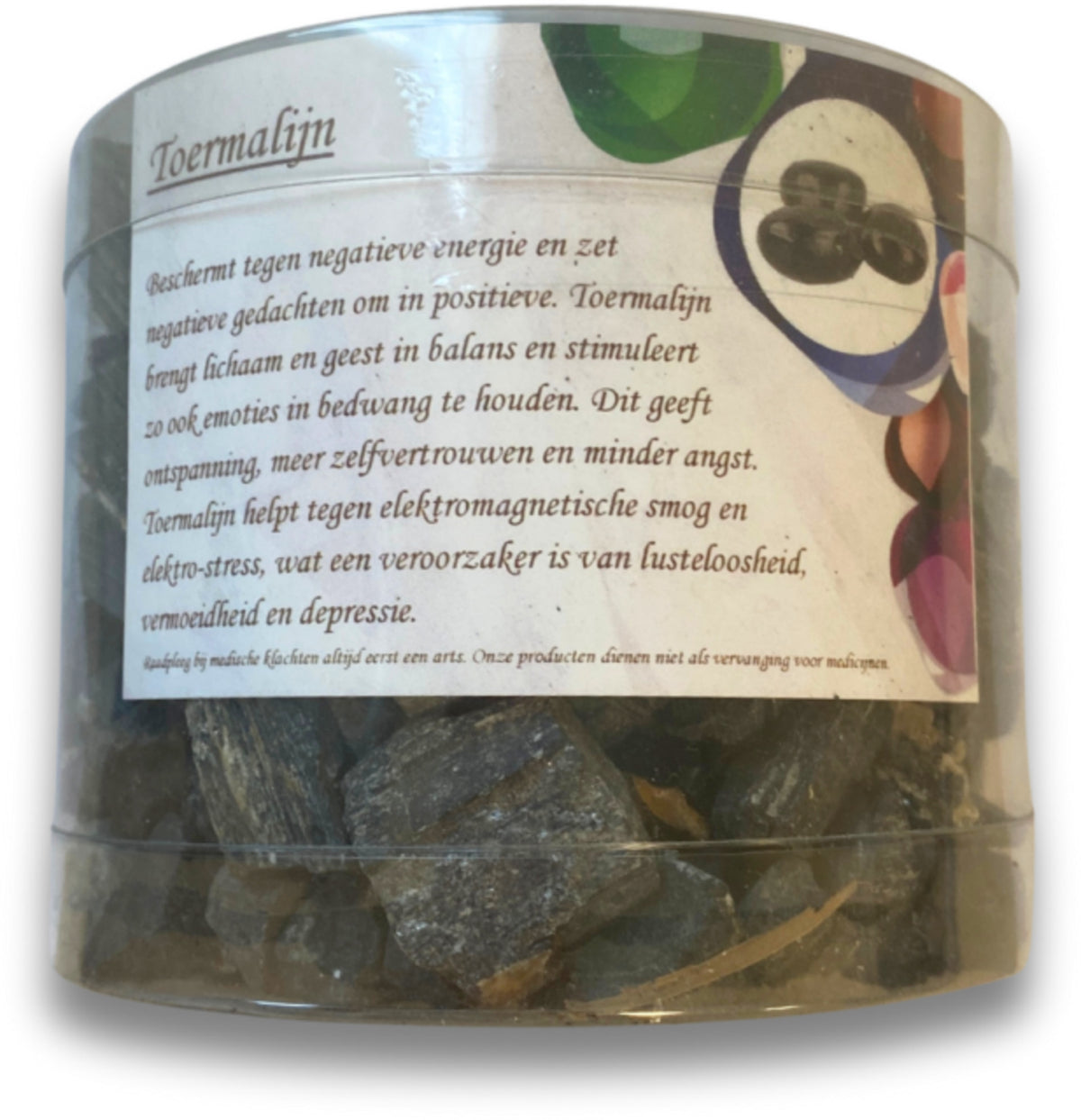 Svart turmalin råa dekorationsstenar i rör, 1 kg