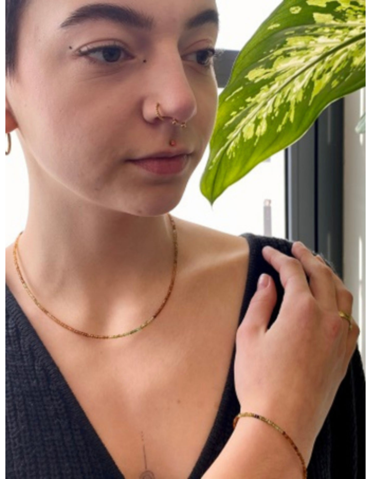Orange turmalin smyckesset, armband och halsband, 925 silver