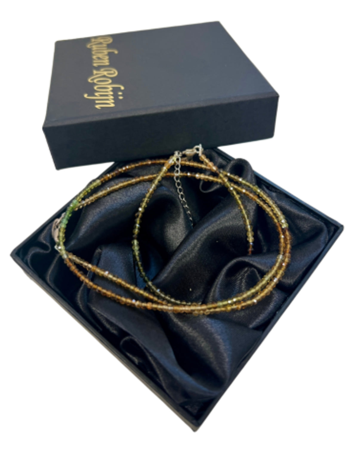 Orange turmalin smyckesset, armband och halsband, 925 silver