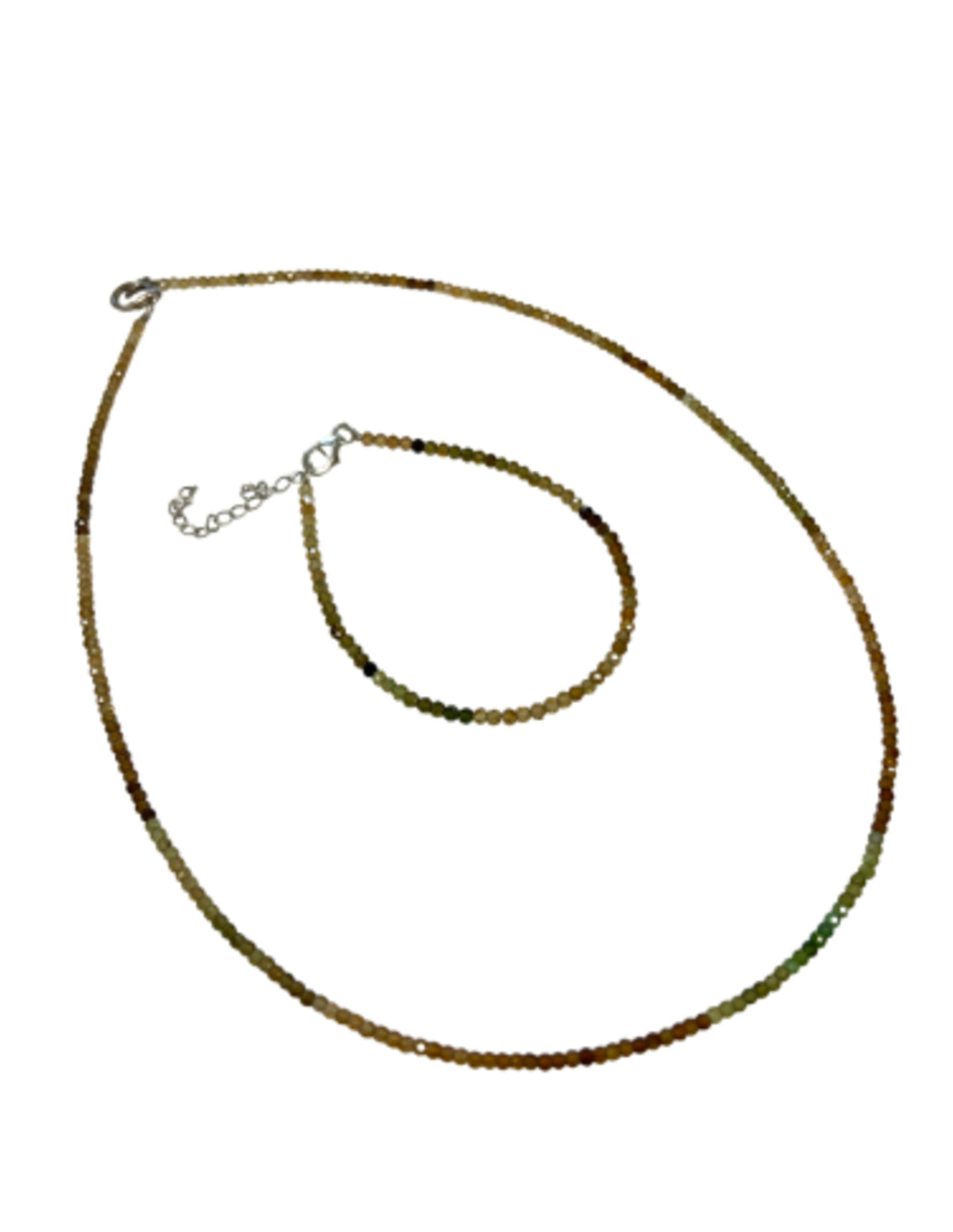 Orange turmalin smyckesset, armband och halsband, 925 silver