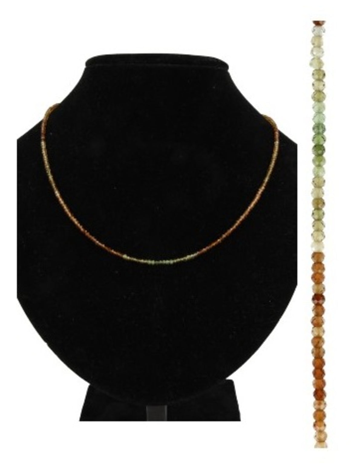Turmalin halsband i orange och grönt, fasettslipade stenar, 44 cm
