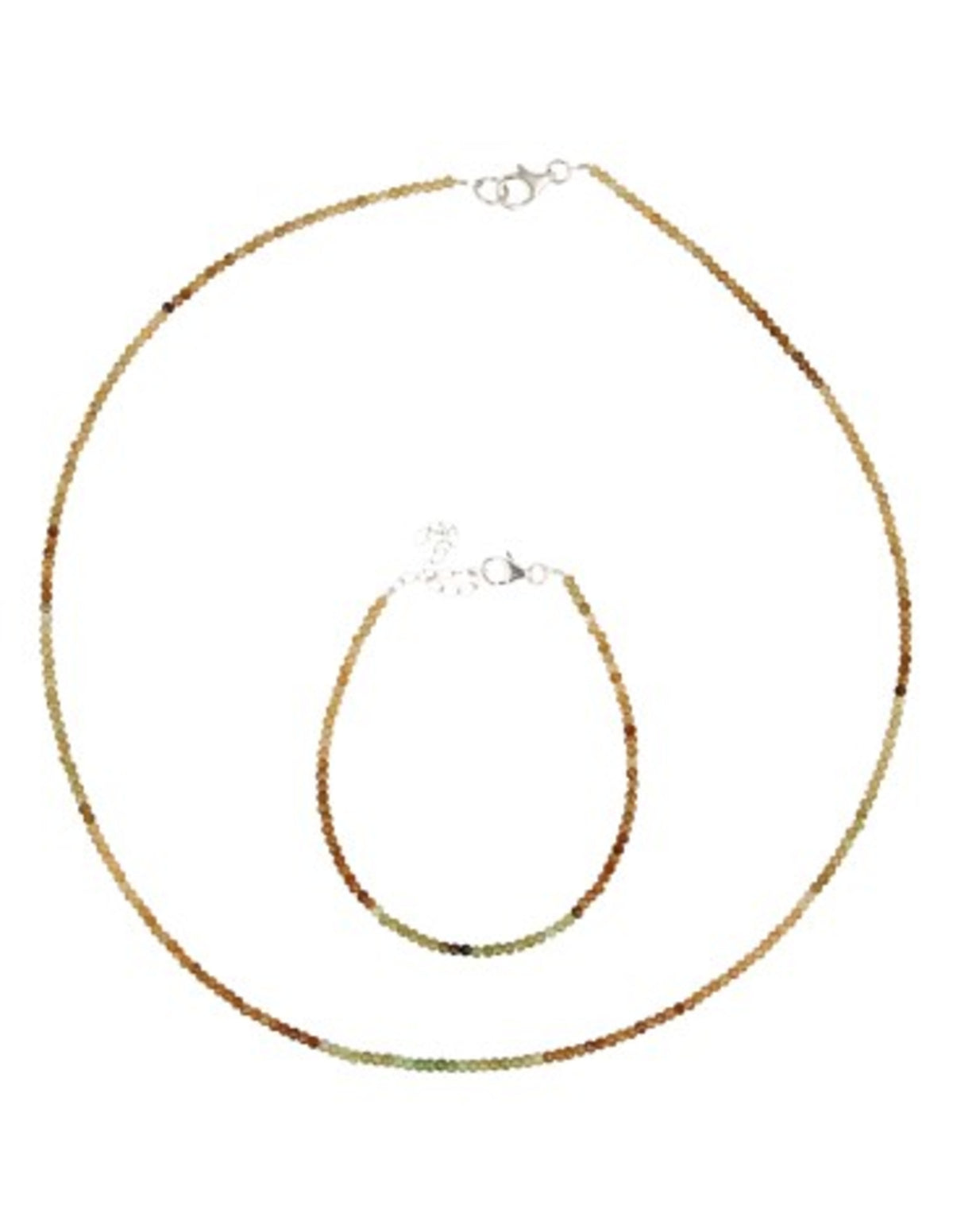 Turmalin halsband i orange och grönt, fasettslipade stenar, 44 cm
