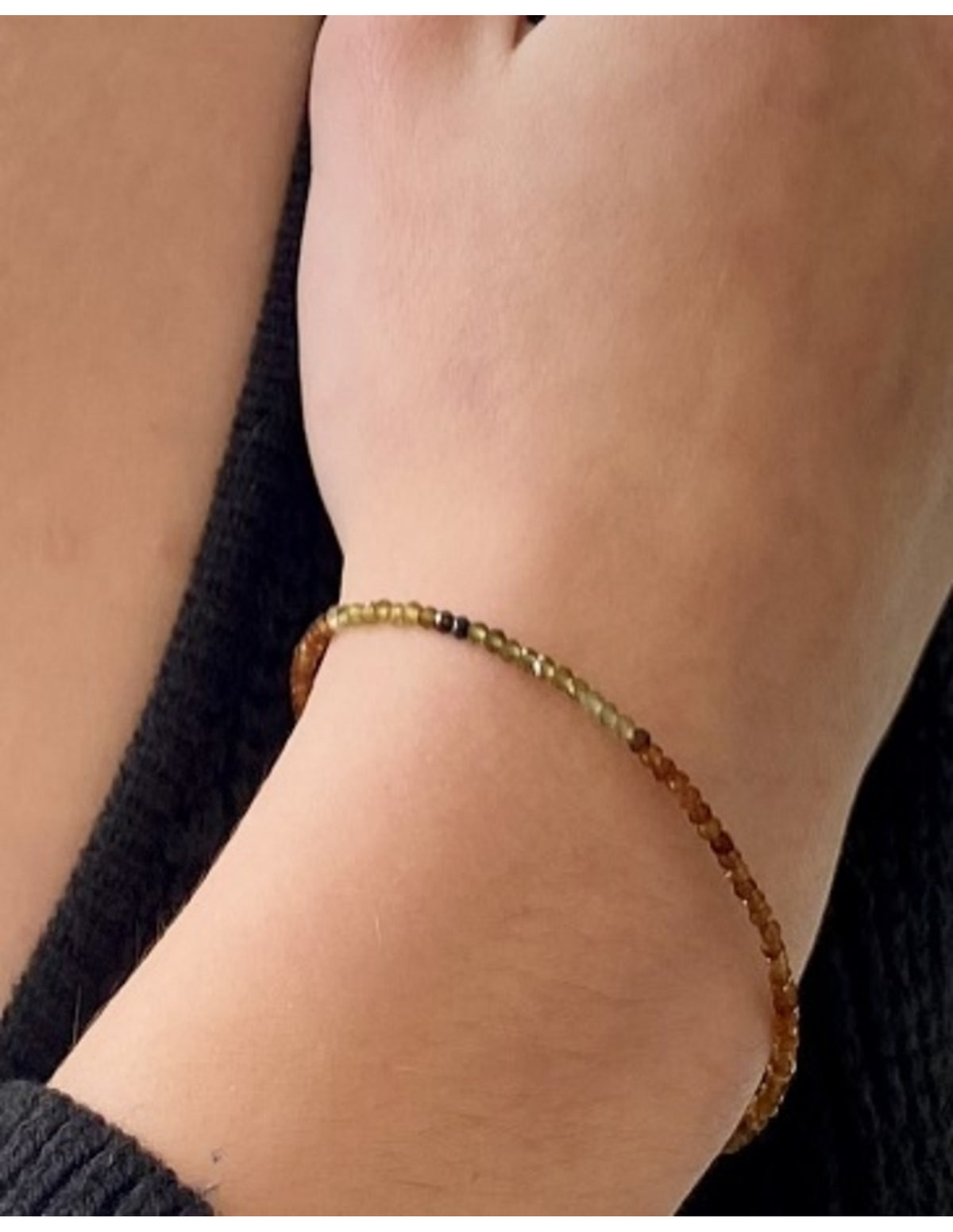 Turmalin halsband i orange och grönt, fasettslipade stenar, 44 cm