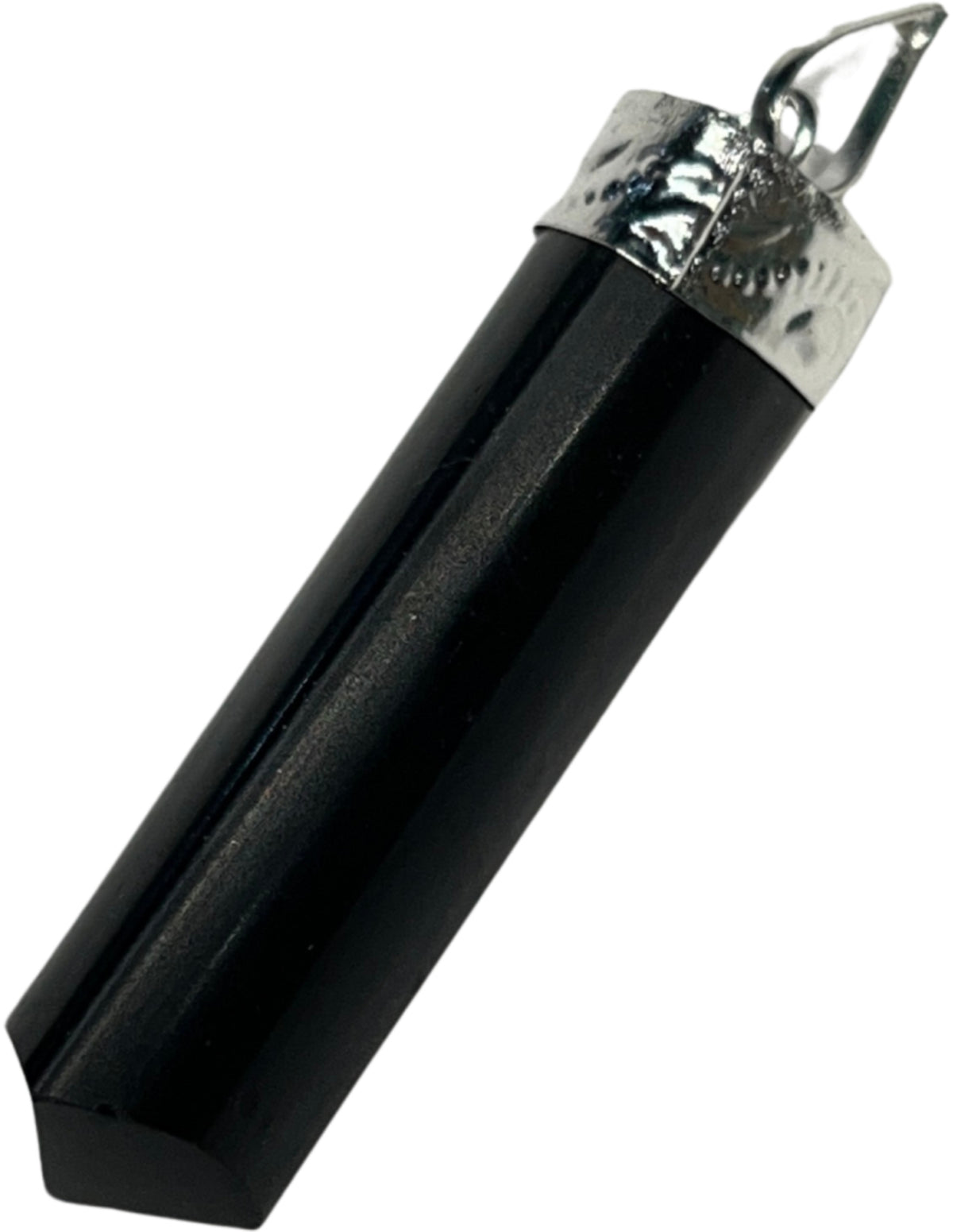 Svart turmalin spets, polerad, hänge, 4 cm, 66 g