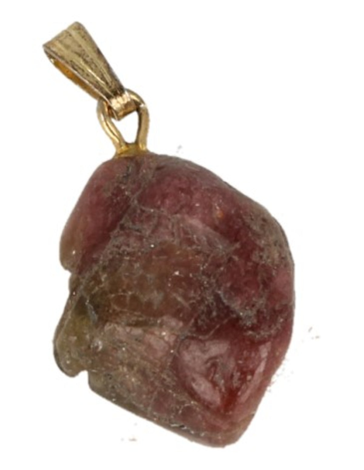 Rosa turmalin hänge med silverfärgat lock