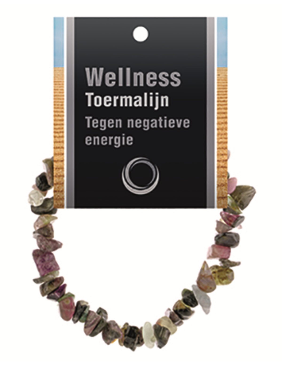 Vattenmelonturmalin armband med splitstenar, 5 till 10 mm, På kort