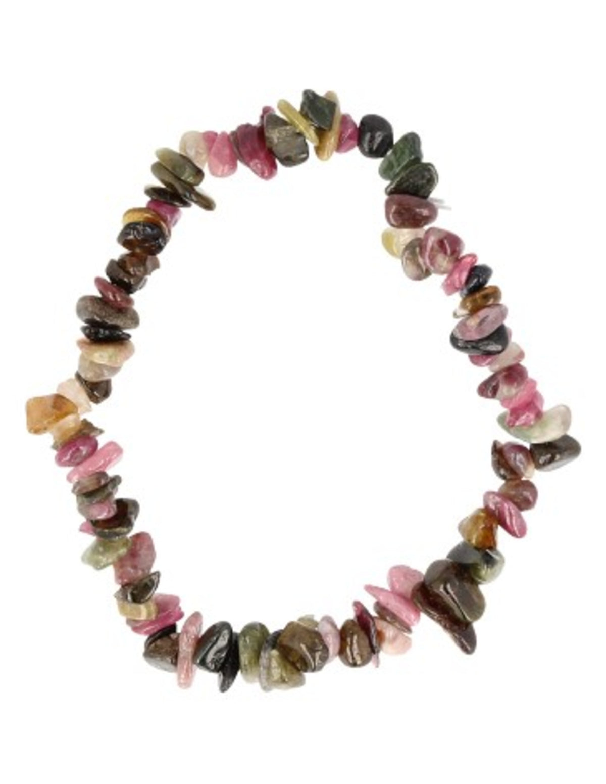 Vattenmelonturmalin armband med splitstenar, 5 till 10 mm