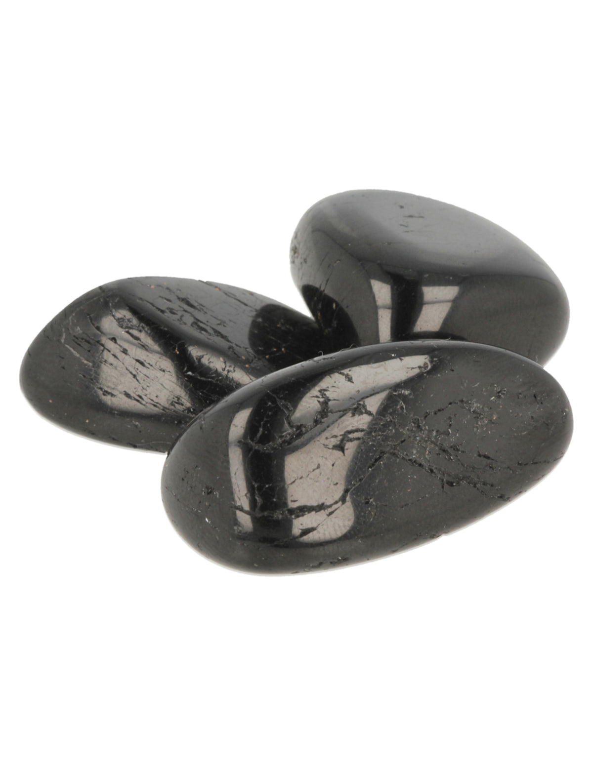 Svart turmalin trumlade stenar, A-kvalitet, 3 stycken, ca 3 cm