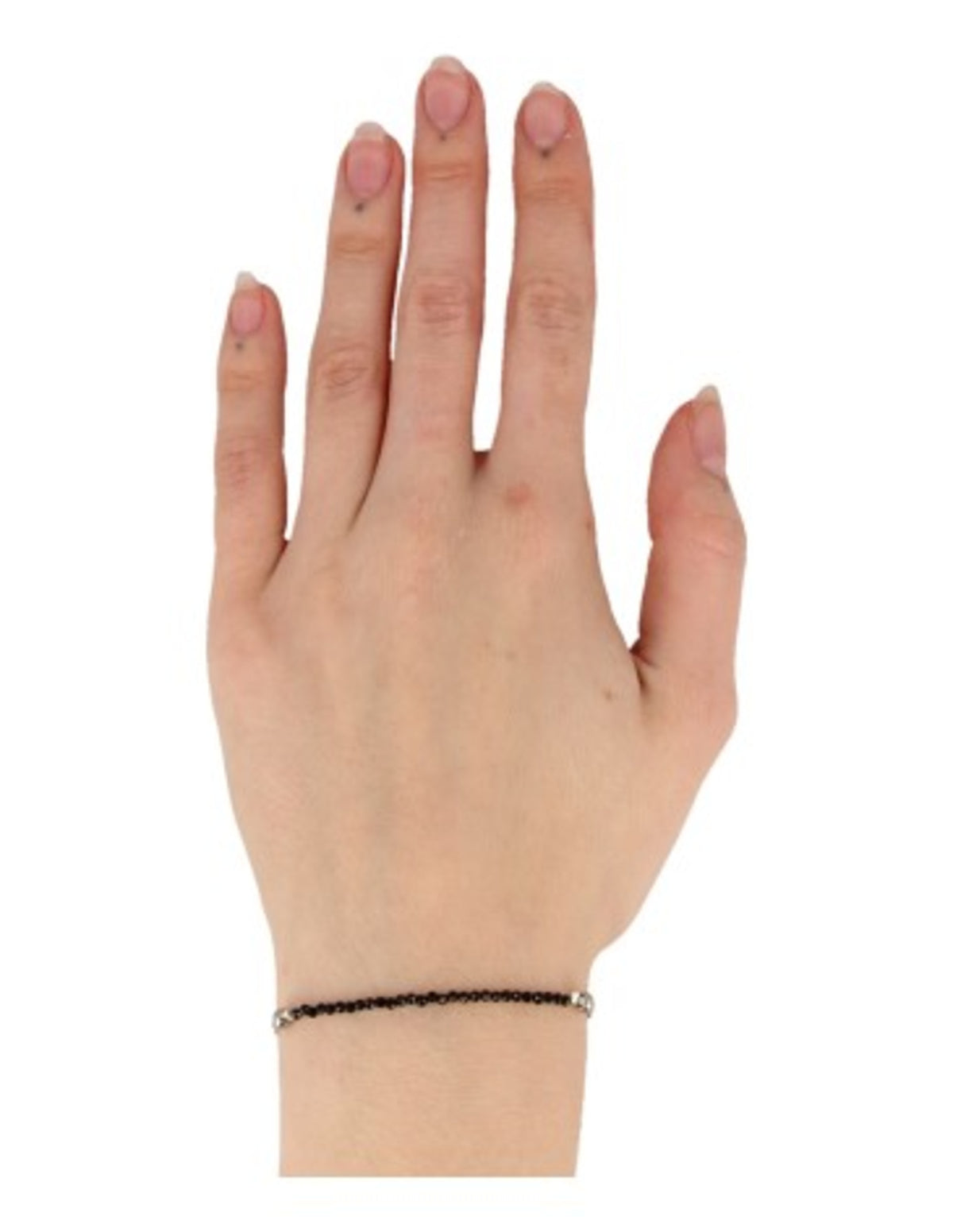 Svart turmalin armband med stålpärlor, justerbart