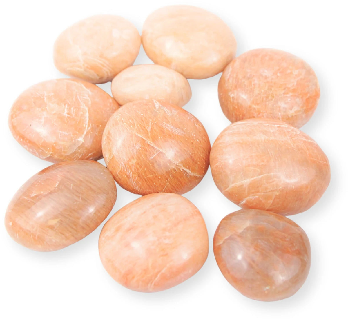 Månsten trumlade stenar, orange till persika, 250 g