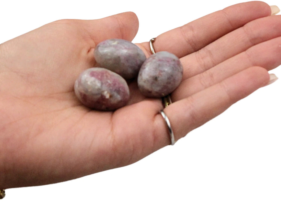 Rosa turmalin i lepidolit trumlade stenar, 250 g