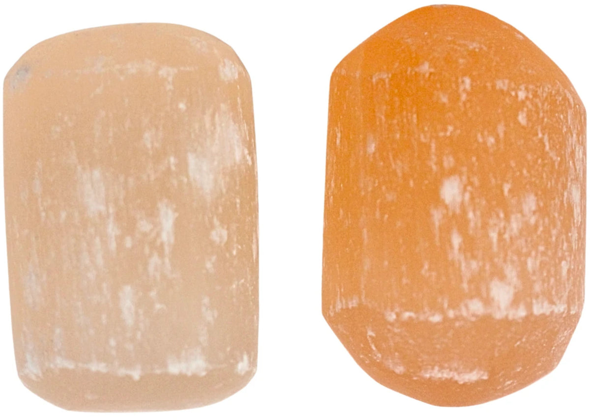 Selenit trumlade stenar, orange, 50 g