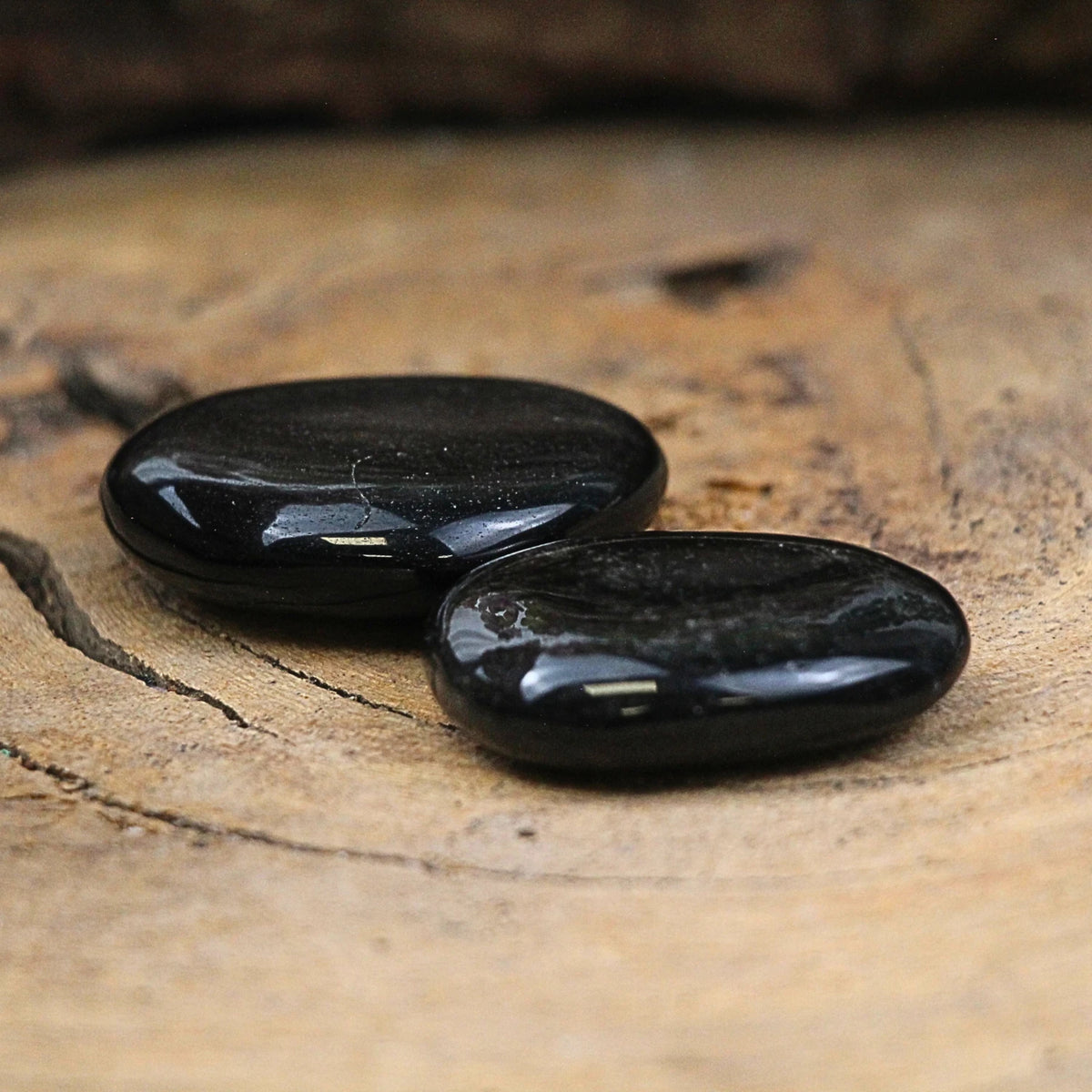 Obsidian ficksten, silver, 3 till 5 cm
