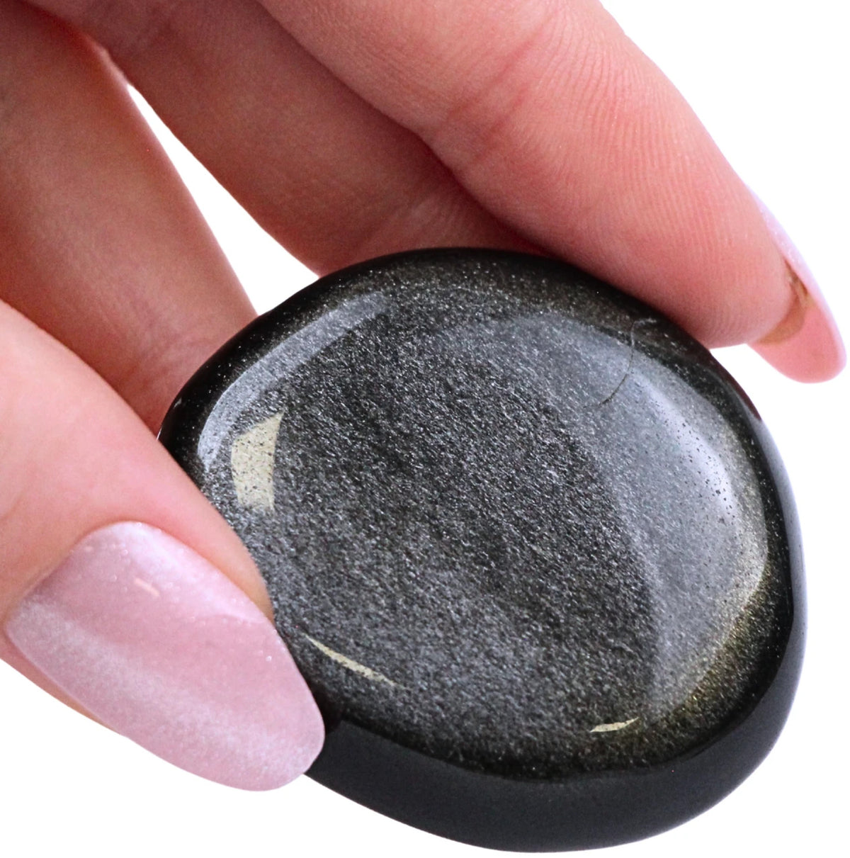 Obsidian ficksten, silver, 3 till 5 cm