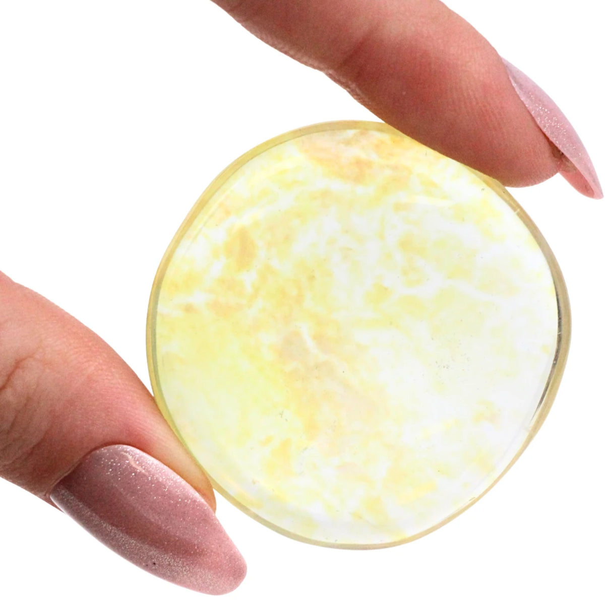 Opalit ficksten (glas), gul, 3 till 5 cm