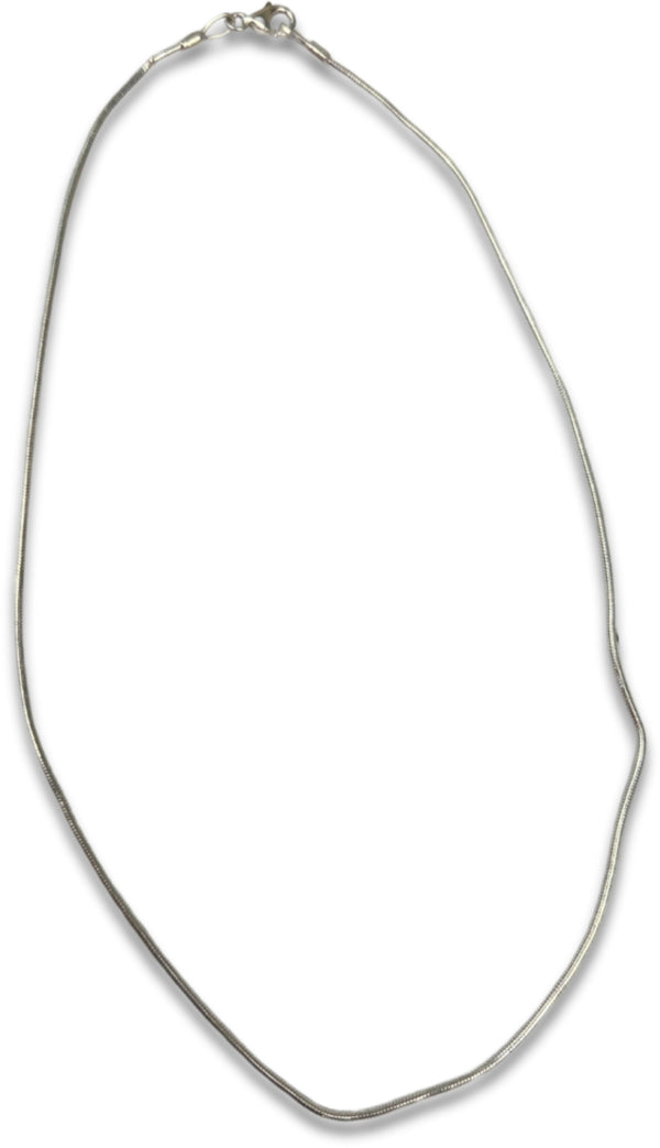 Silver halsband, slät ormlänk, 40 cm, utan hänge