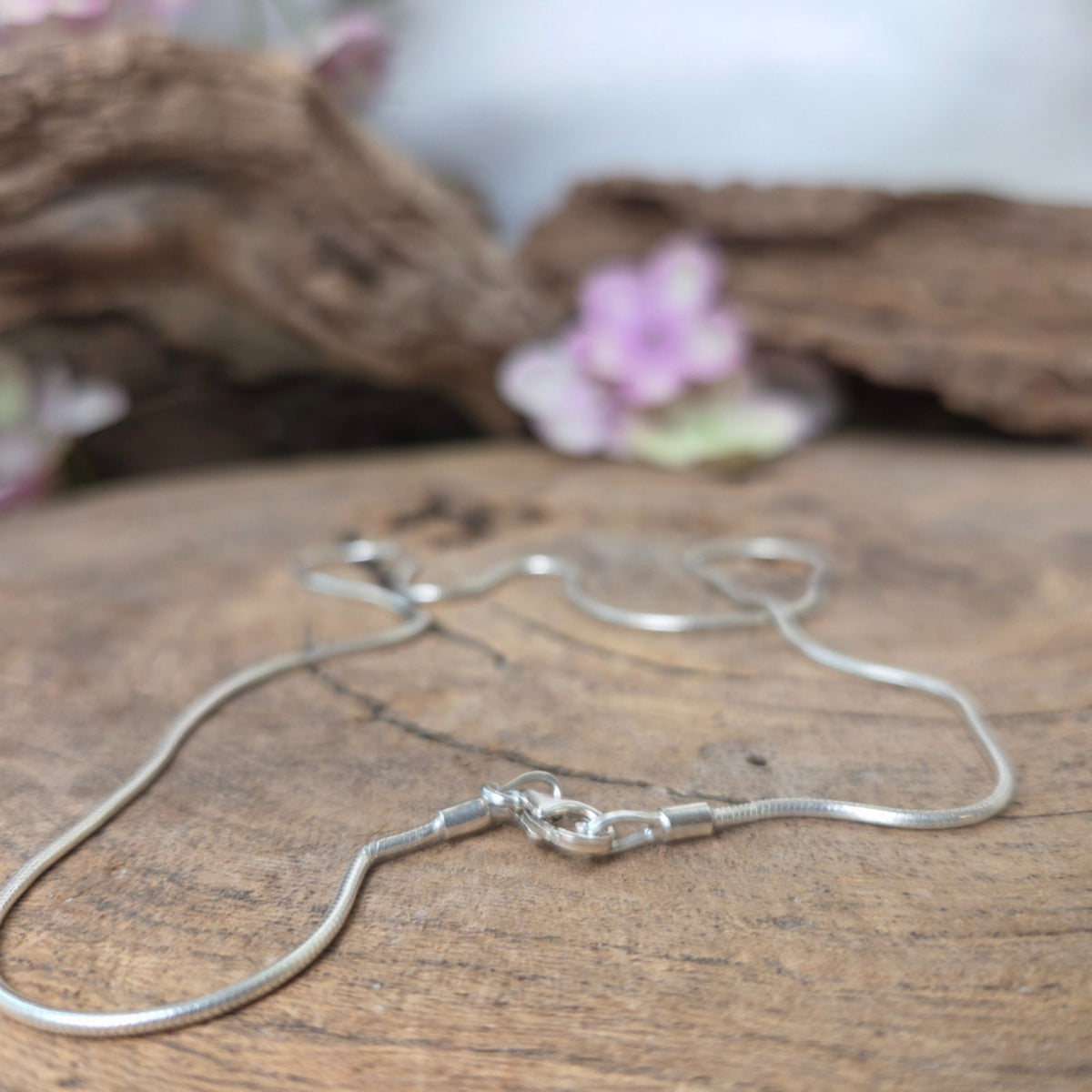 Silver halsband, slät ormlänk, 40 cm, utan hänge