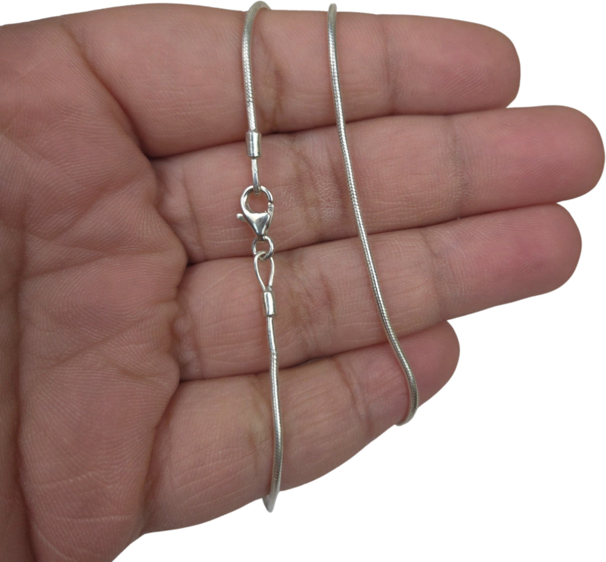Silver halsband, slät ormlänk, 40 cm, utan hänge
