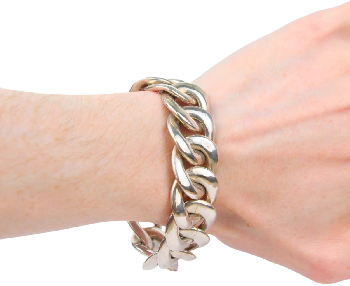 Silver armband med grova länkar, 9 x 2,5 cm