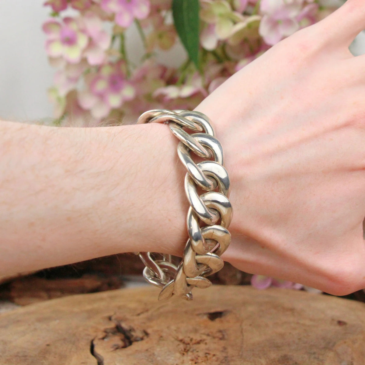 Silver armband med grova länkar, 9 x 2,5 cm