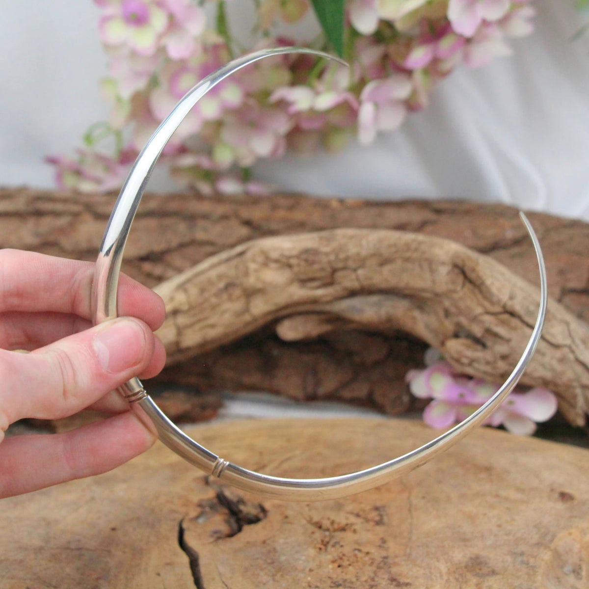Silver halsring, stel, 925 sterling, 13 cm, nr 01
