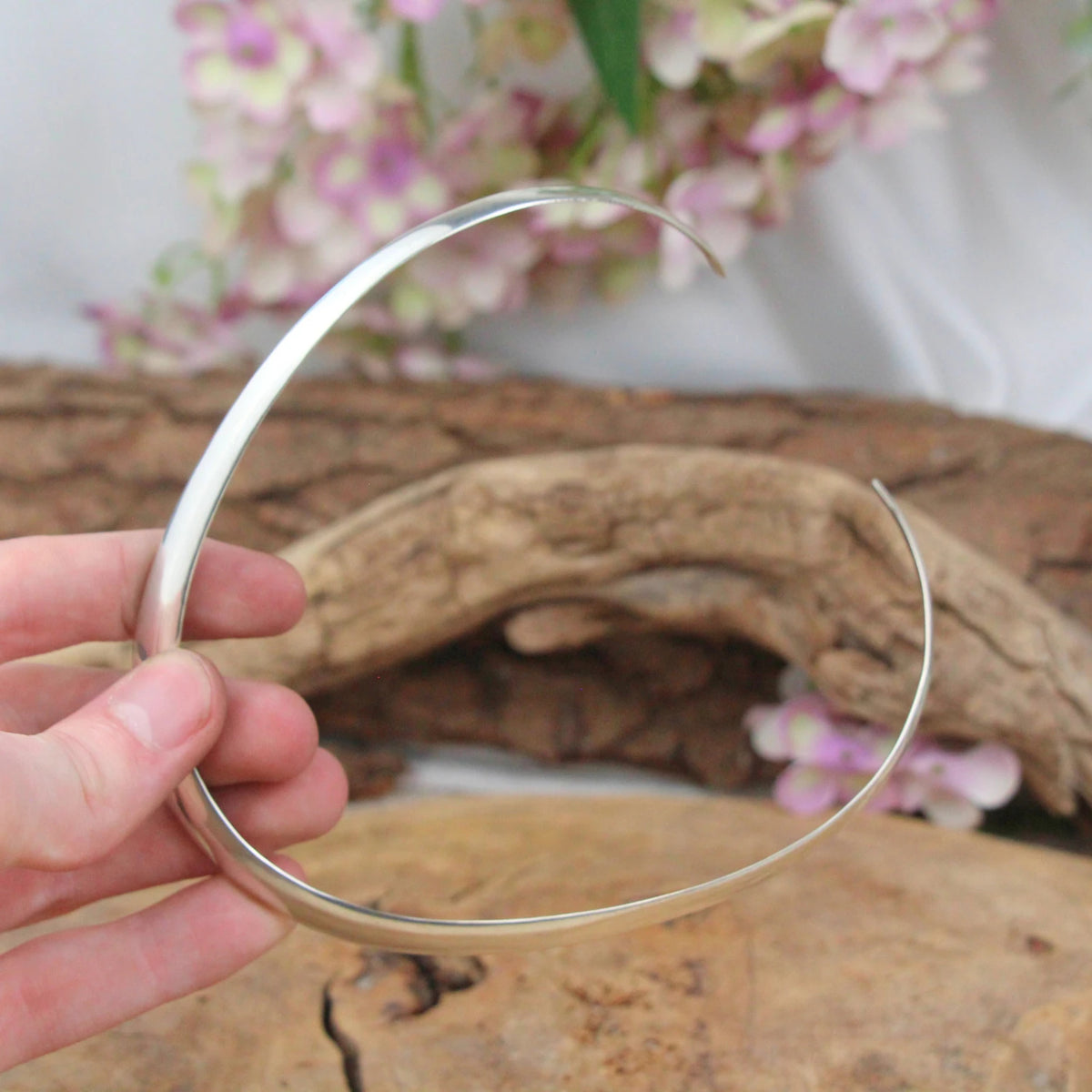 Silver halsring, stel, 925 sterling, 12 cm, nr 02