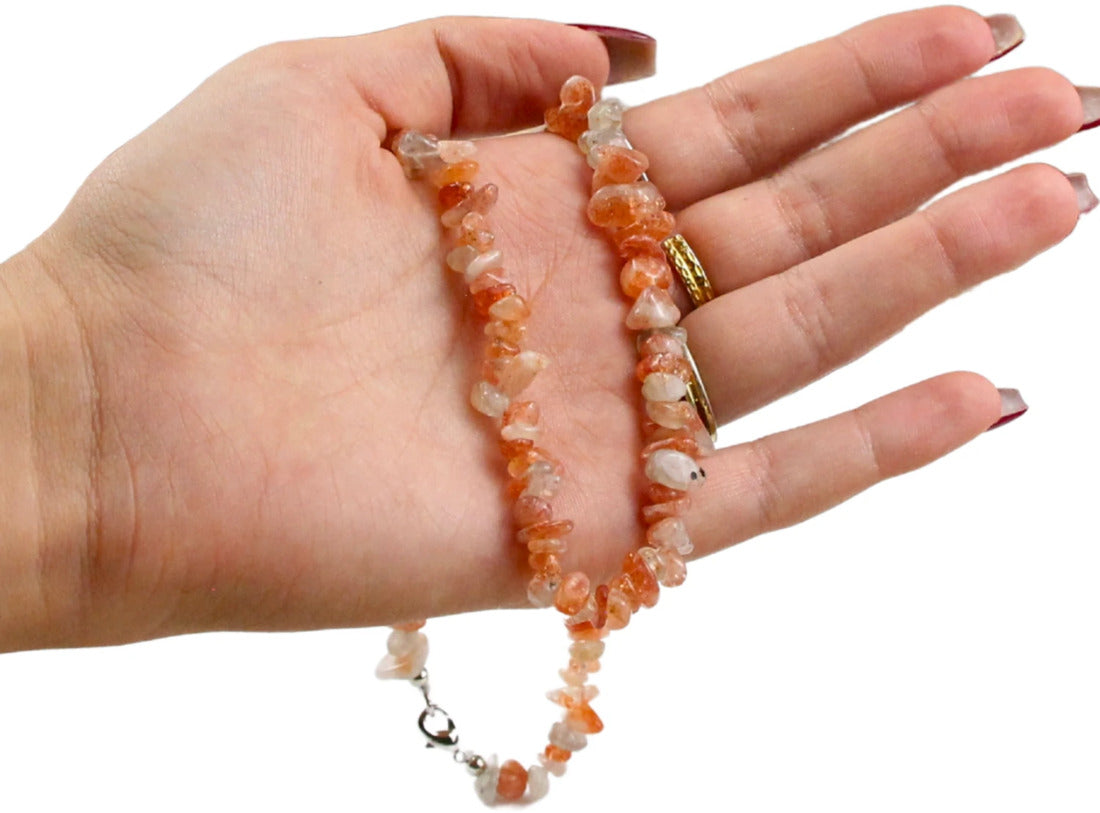 Solsten halsband med splitstenar, 5 till 10 mm, 45 cm