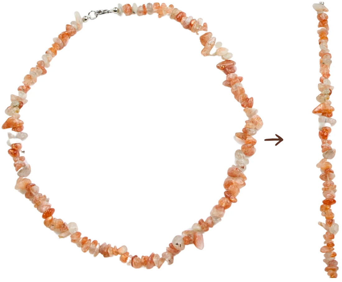Solsten halsband med splitstenar, 5 till 10 mm, 45 cm
