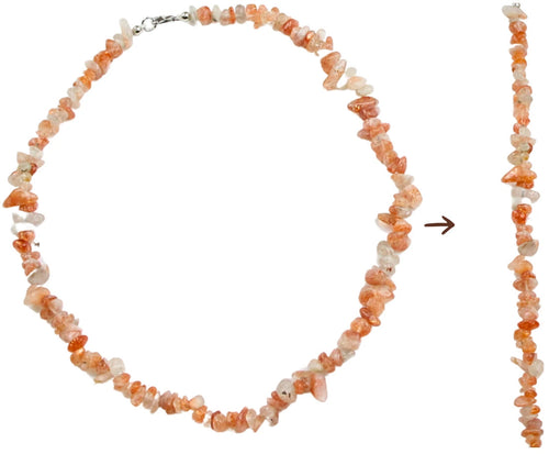 Solsten halsband med splitstenar, 5 till 10 mm, 45 cm